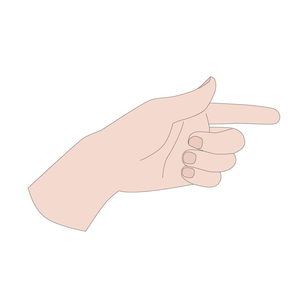 en hand gest - pekare till de höger. tecken språk. vektor illusion isolerat på vit bakgrund