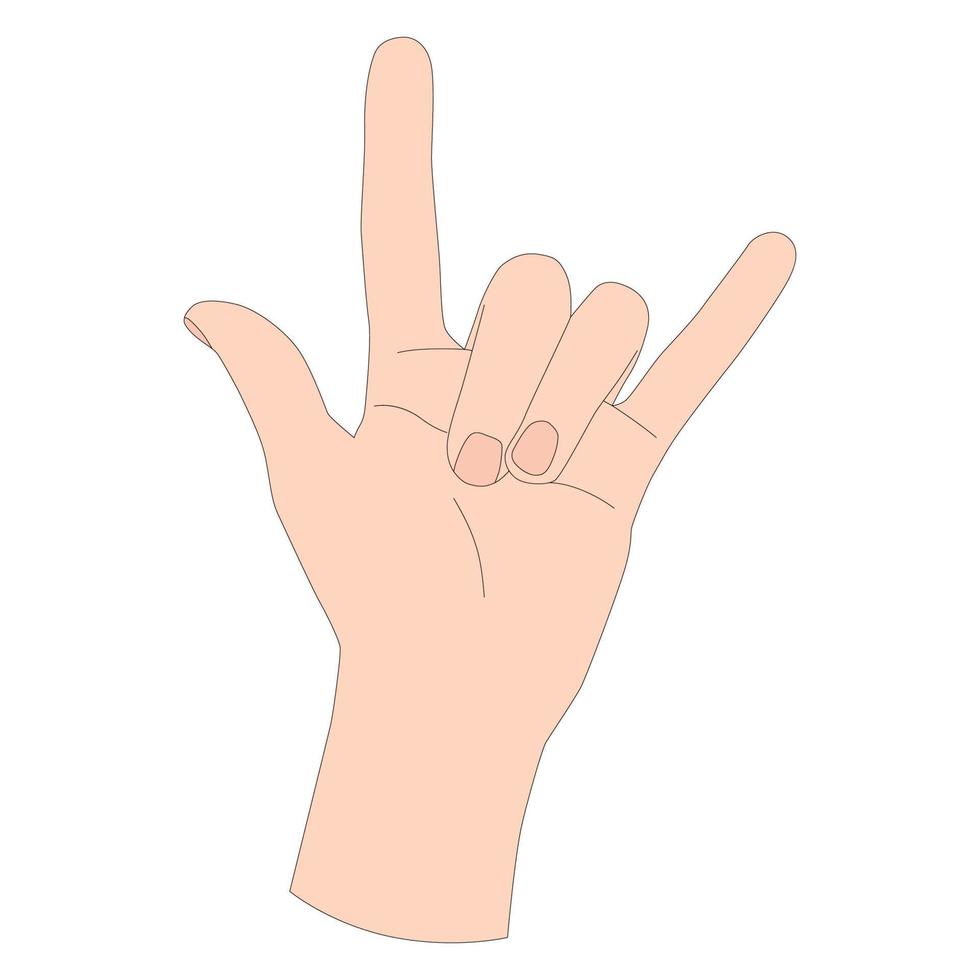 Hand Geste - - Teufel Hörner. ein Symbol von Felsen Musik- Fans. Vektor Illusration isoliert auf Weiß Hintergrund