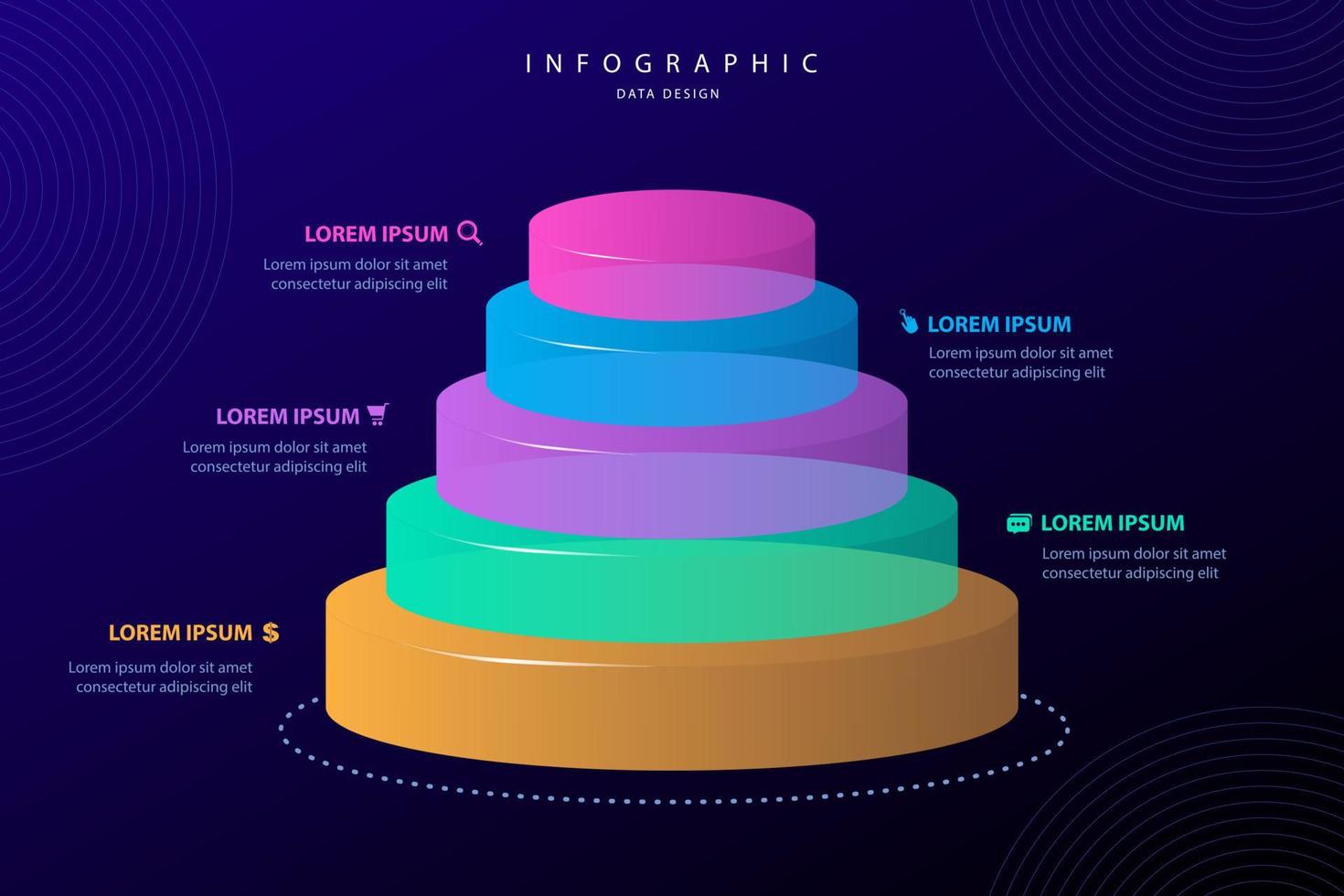 Infografik Elemente Daten Visualisierung Vektor Design Vorlage. Geschäft Konzept, glühend Gradient 3d Diagramm, Graph, Illustration.