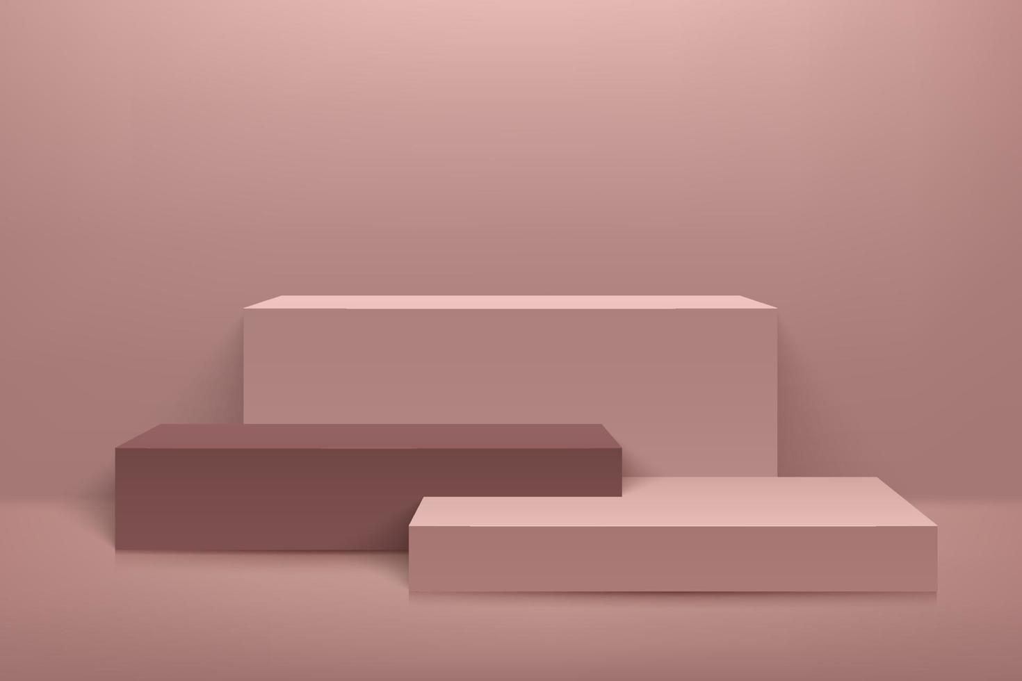 abstrakt rosa guldkubskärm för produkt på webbplatsen i modernt. lyxig bakgrunds rendering med pall och minimal rosguld textur vägg scen, 3d-rendering geometrisk form. vektor illustration