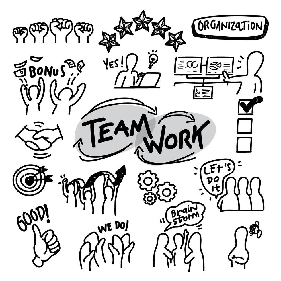 Teamarbeit Organisation Vektor handgezeichnet
