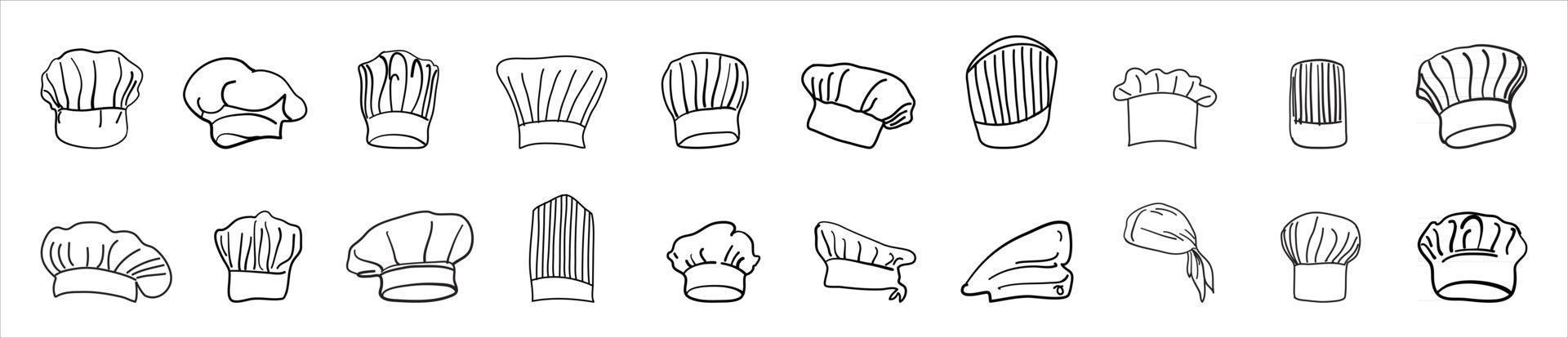 Kochmütze Zeichnung Logo gesetzt vektor