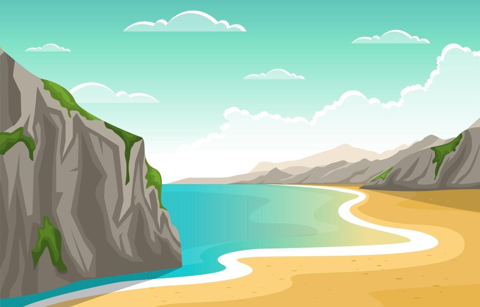 vacker panorama strand landskap illustration vektor