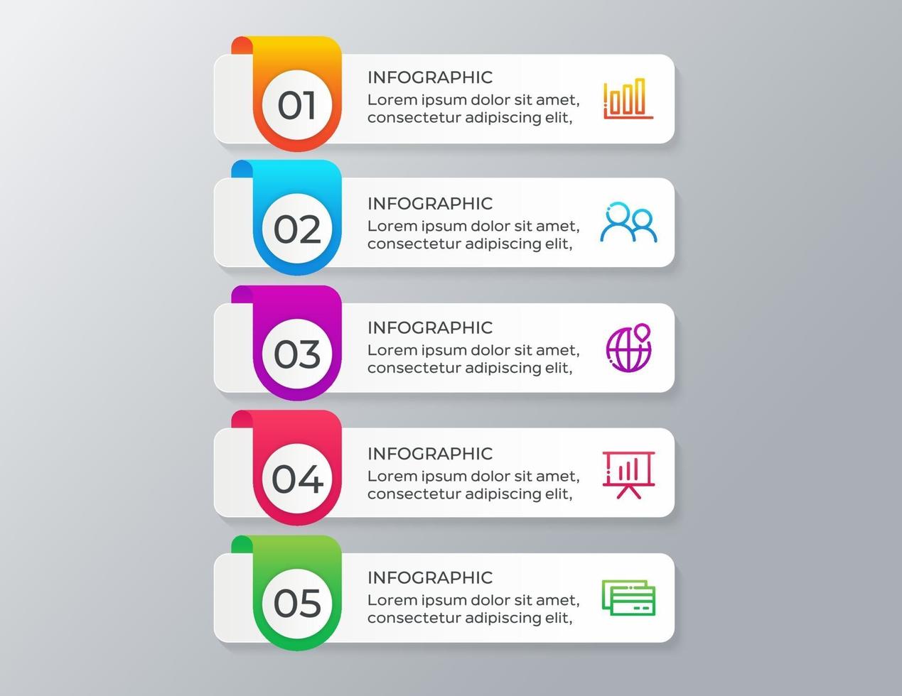 Infografik-Vorlage mit 5 Schritten oder Optionen vektor