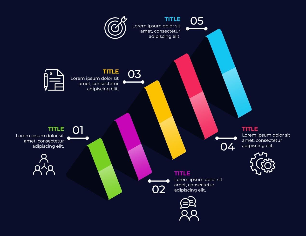 bunte Infografik Schritte Sammlung vektor