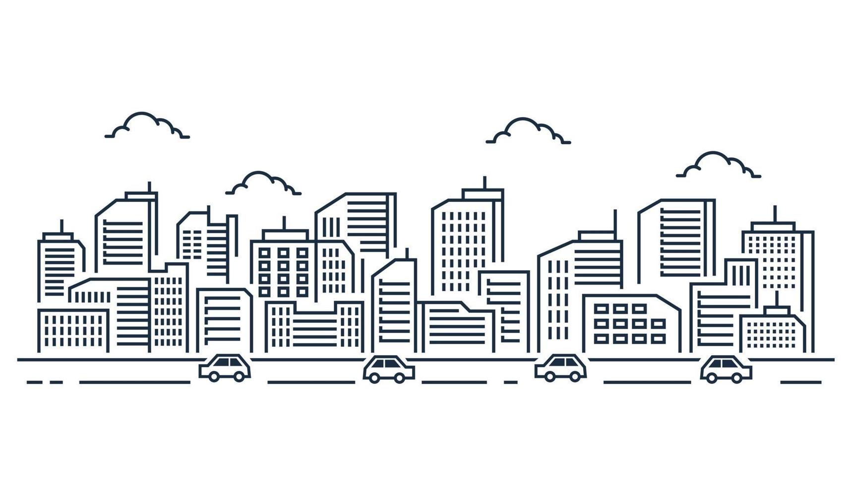 Illustration der Stadtlandschaft mit Autos auf weißem Hintergrund vektor