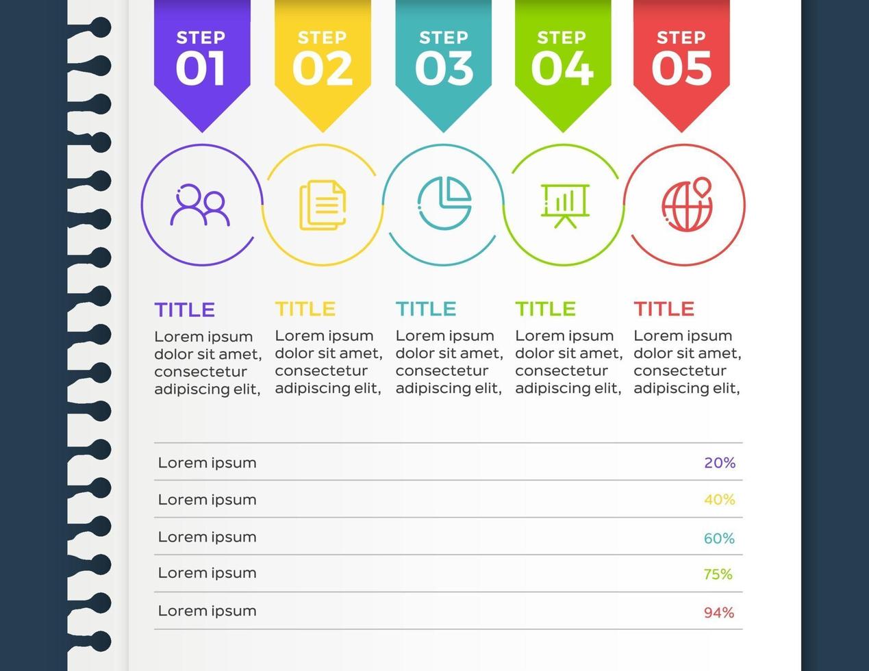 affärsinfografik. tidslinje med 5 steg eller alternativ vektor