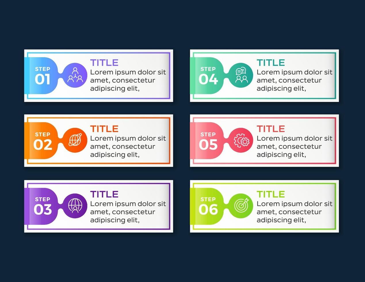 Designvorlage für Vektor-Infografik-Etiketten mit Symbolen und 6 Optionen oder Schritten vektor