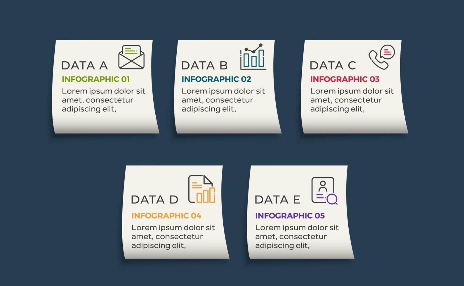 Designvorlage für Vektor-Infografik-Etiketten mit Symbolen und 5 Optionen oder Schritten vektor