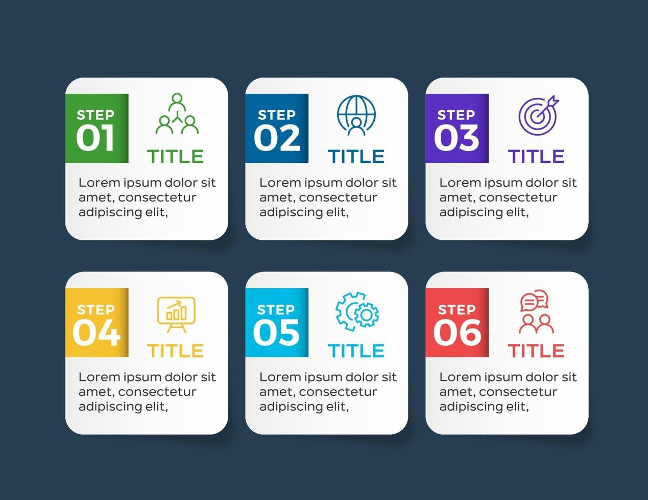 Präsentationsgeschäft Infografik Vorlage mit 6 Optionen vektor