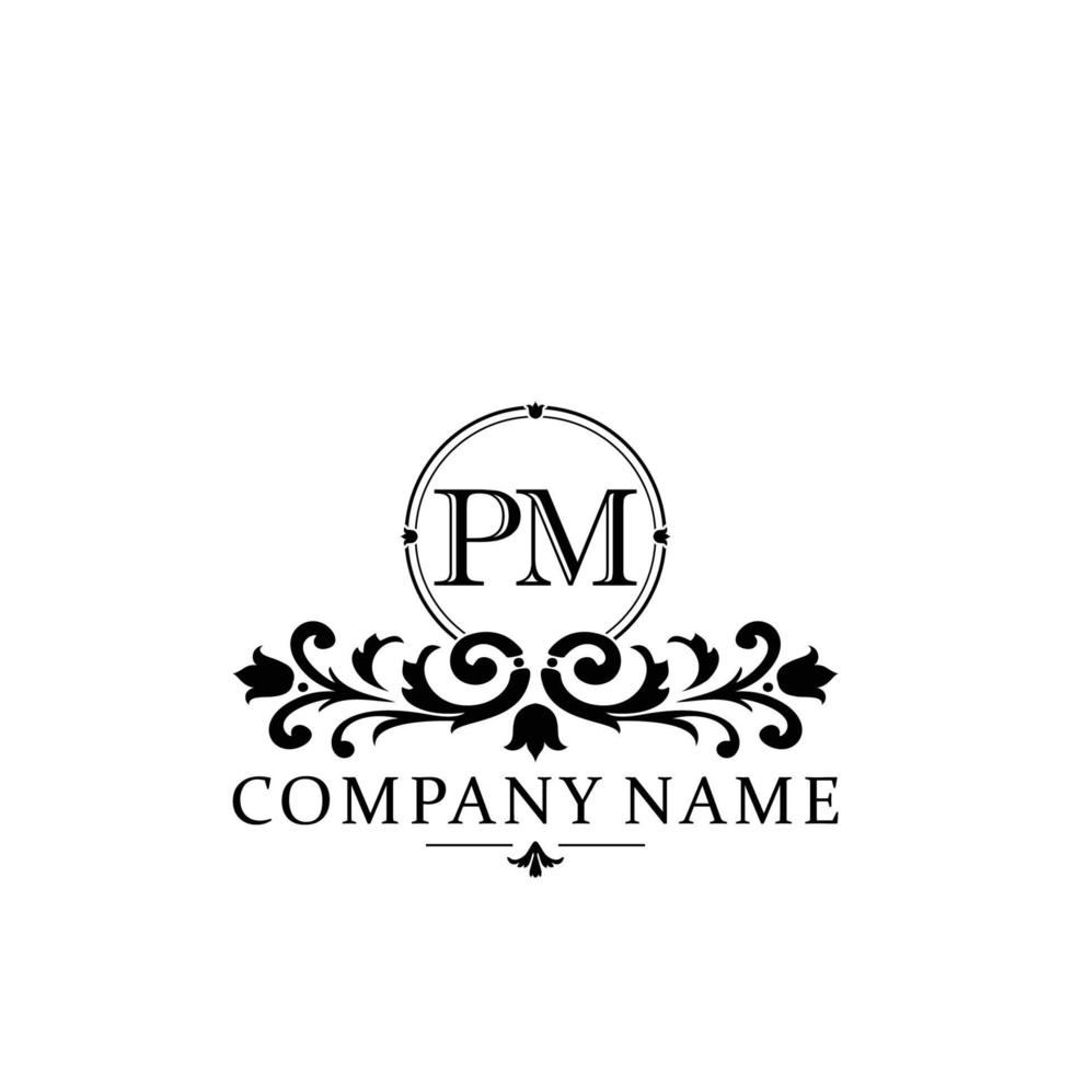 brev pm blommig logotyp design. logotyp för kvinnor skönhet salong massage kosmetisk eller spa varumärke vektor
