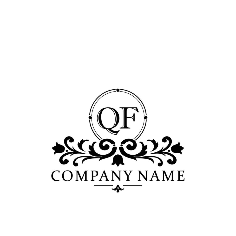 Brief qf Blumen- Logo Design. Logo zum Frauen Schönheit Salon Massage kosmetisch oder Spa Marke vektor
