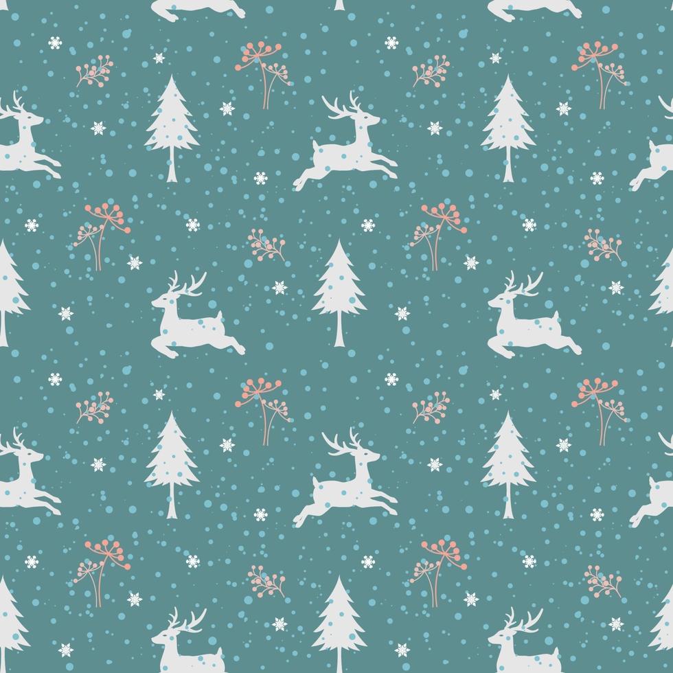 Nahtloses Muster der Weihnachtsferien mit Hirschen in der Wintersaison vektor