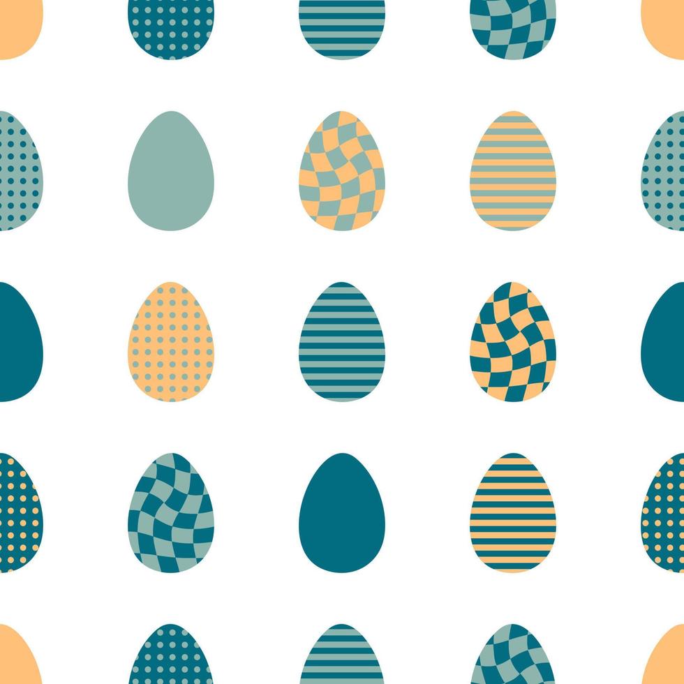 påsk sömlös mönster med rutig, randig och prickad ägg. perfekt skriva ut för tee, papper, tyg, textil. vektor
