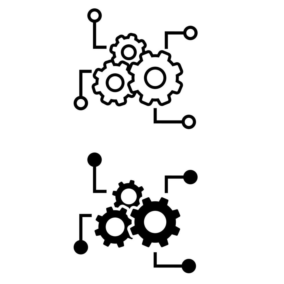 Funktion die Einstellungen Symbol Vektor Satz. editierbar Illustration Zeichen Sammlung. automatisiert System Symbol.