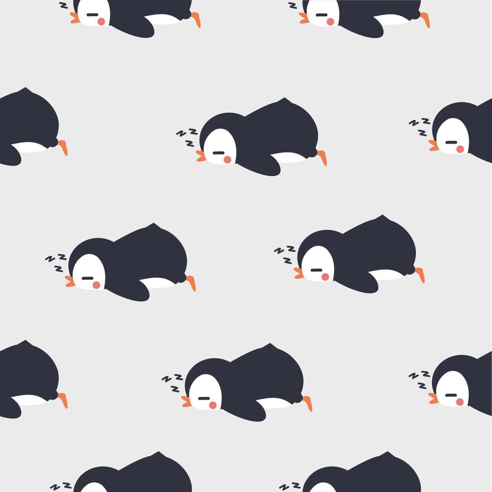 söt pingvin sova sömlös bakgrund vektor