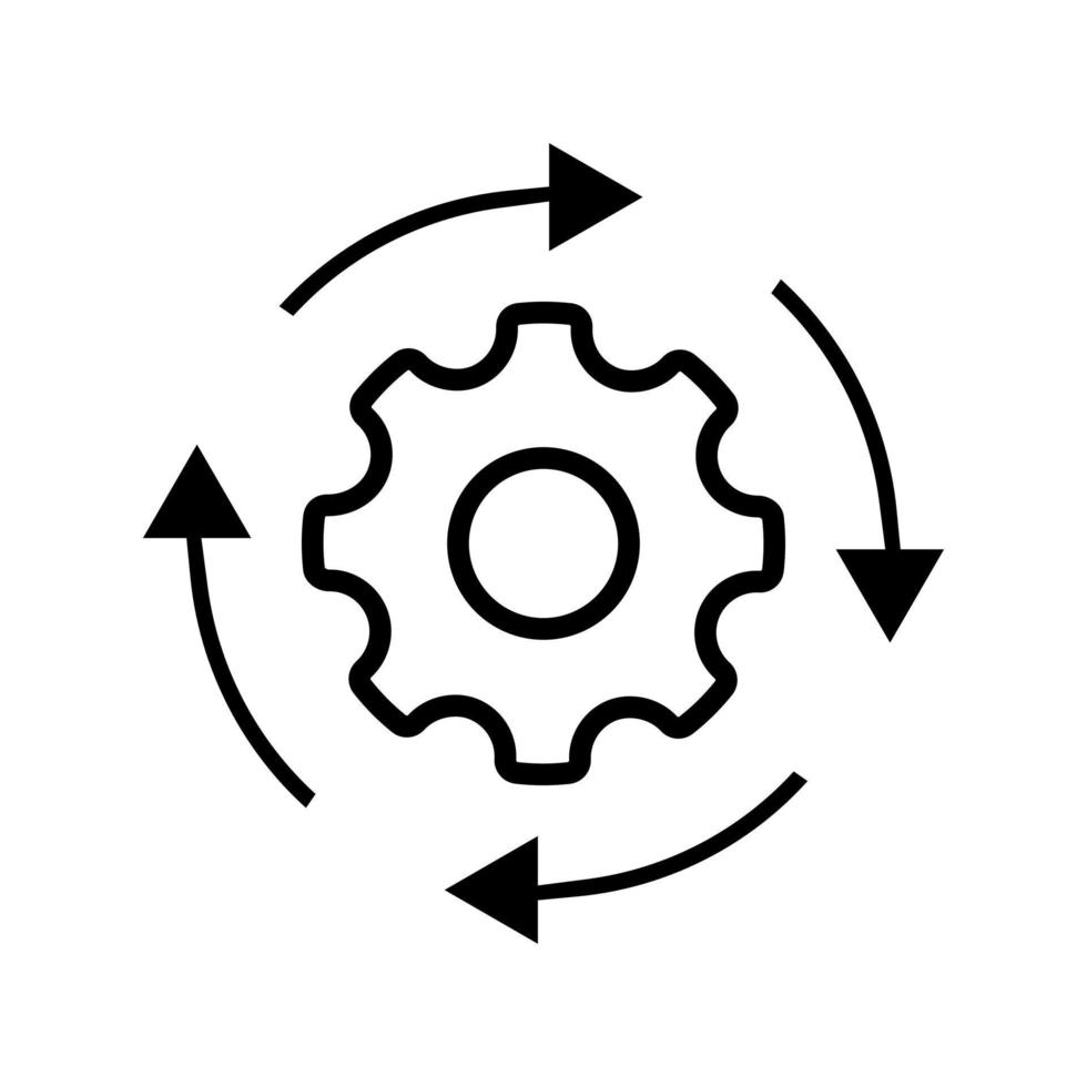 arbetsflöde bearbeta ikon i platt stil. redskap kugge hjul med pilar vektor illustration på vit isolerat bakgrund. arbetsflöde företag begrepp.