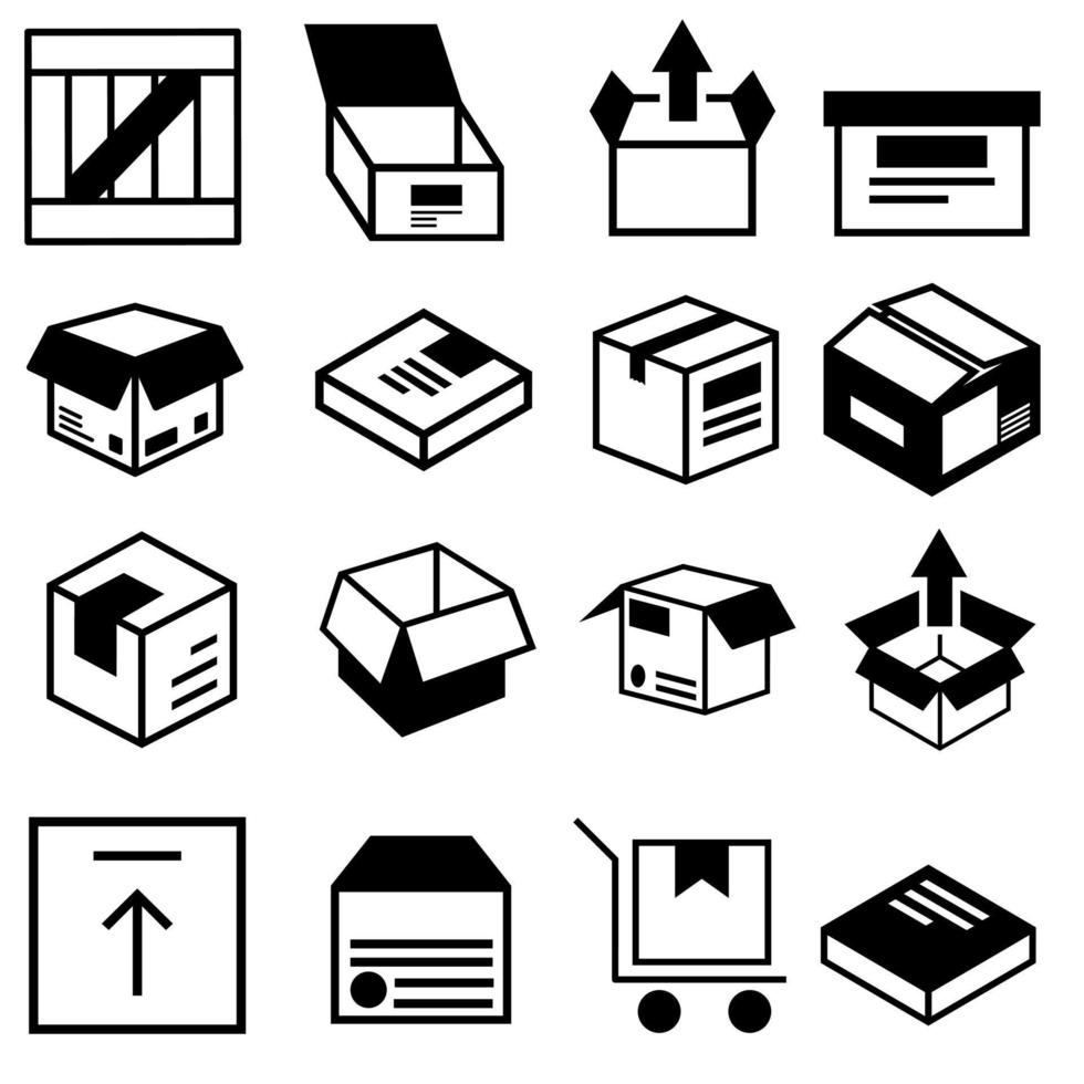 Container Vektor Symbol Satz. Lieferung Illustration Zeichen Sammlung. Verpackung Symbol.