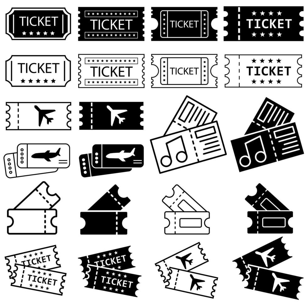 Tickets Symbol Vektor Satz. Kassenbon Illustration Zeichen Sammlung. Rechnung Symbol.