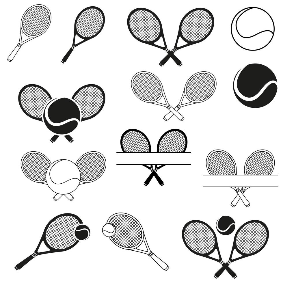 Tennis Symbol Vektor Satz. Tennis Schläger Illustration Zeichen Sammlung. Sport Symbol oder Logo.