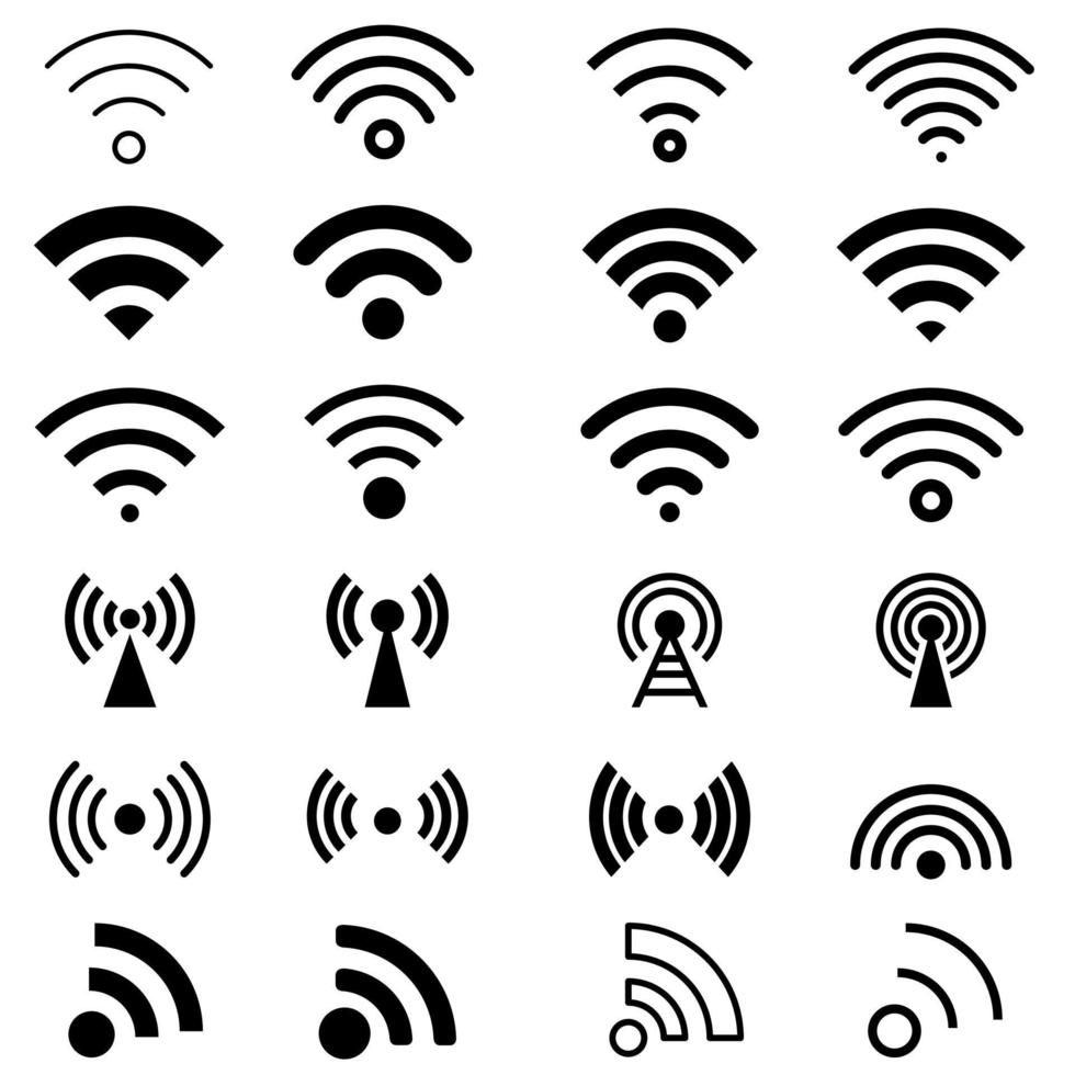 W-lan Symbol Vektor Satz. kabellos Illustration Zeichen Sammlung. Signal Symbol.