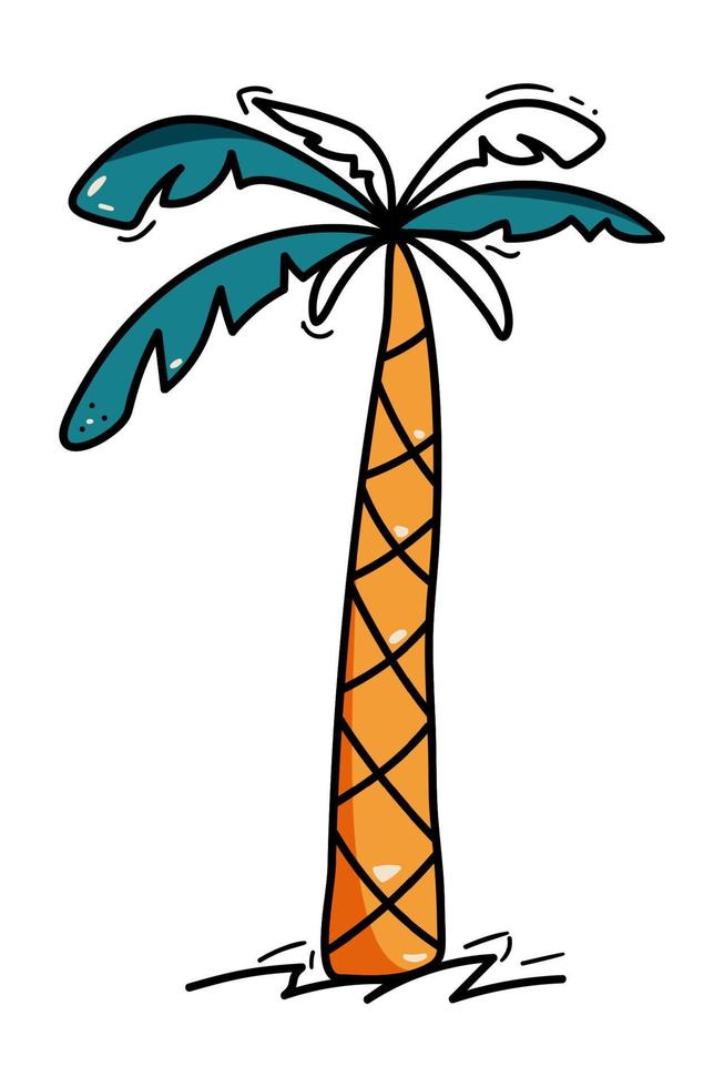 bunt Gekritzel Palme Baum Illustration im Vektor. Hand gezeichnet Palme Baum Symbol. Palme Vektor Illustration isloliert auf Weiß Hintergrund