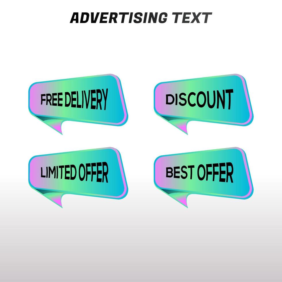 einstellen Rabatt Etikette mit Werbung Text vektor