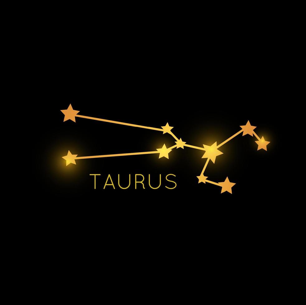 taurus gyllene zodiaken konstellation, guld stjärnor vektor