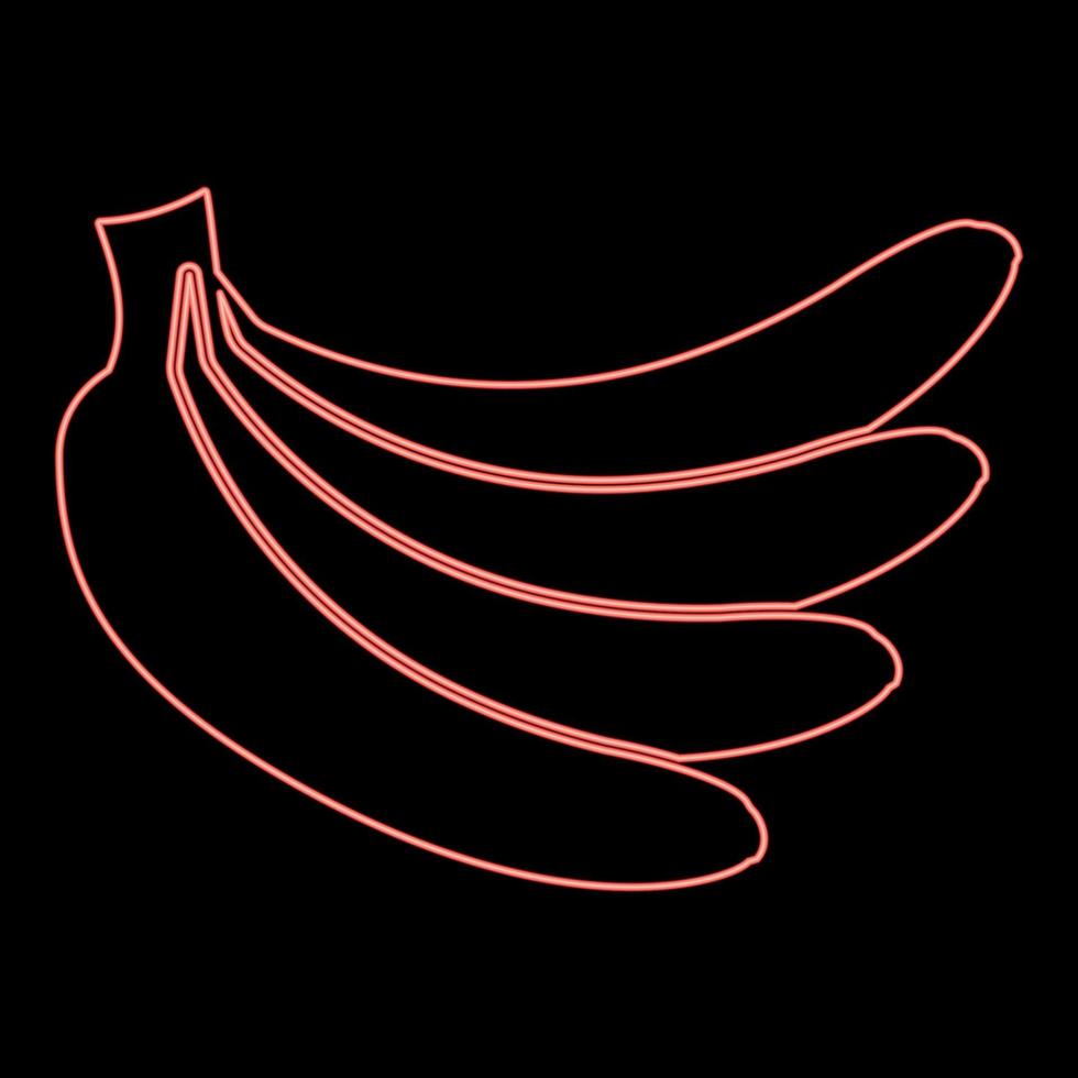 neon knippa av bananer röd Färg vektor illustration bild platt stil