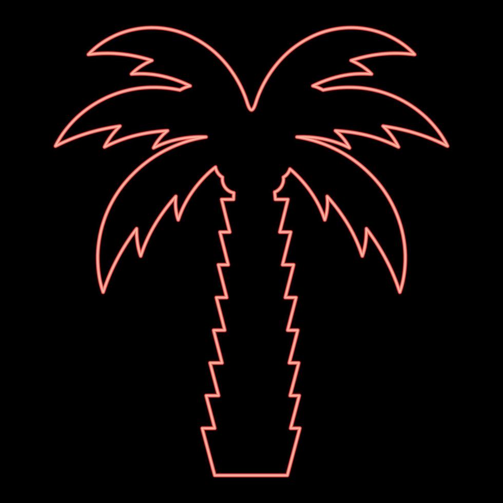 Neon- Palme Baum tropisch Kokosnuss rot Farbe Vektor Illustration Bild eben Stil
