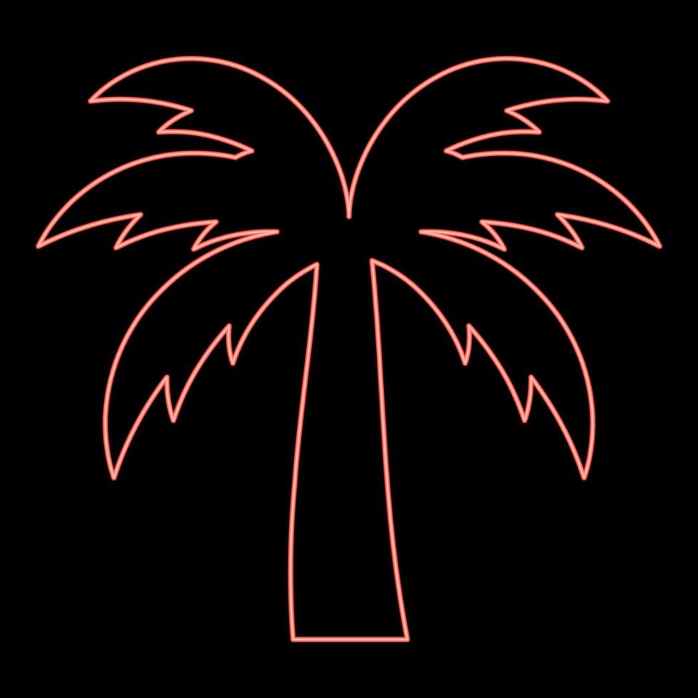 Neon- Palme Baum Silhouette Insel Konzept rot Farbe Vektor Illustration Bild eben Stil