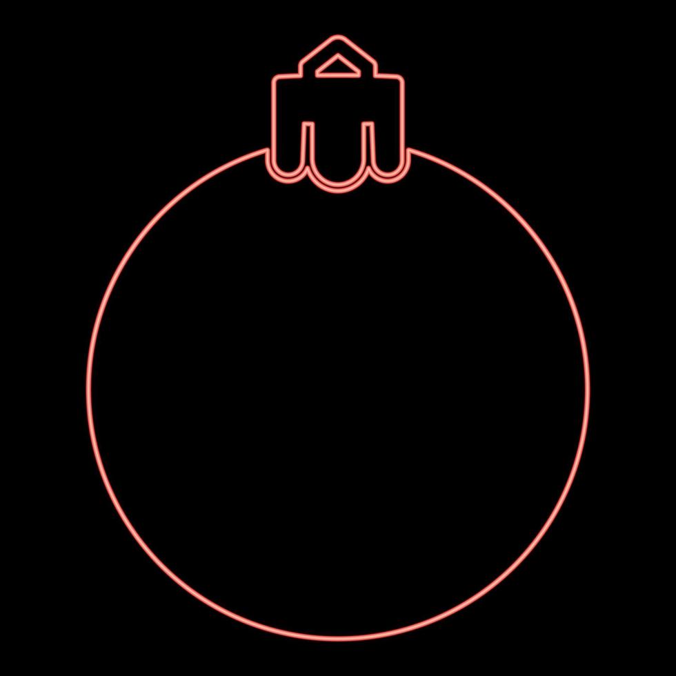 neon ny år boll jul sfär leksak röd Färg vektor illustration bild platt stil