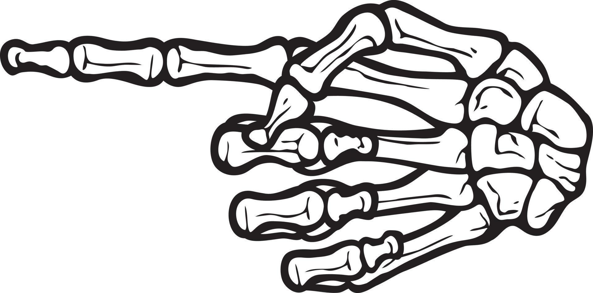 Skelett Hand mit zeigen Finger. Vektor Illustration.