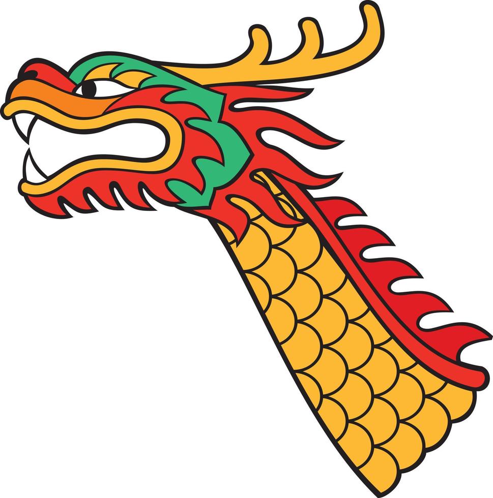 asiatisch Drachen Kopf Farbe. Vektor Illustration.