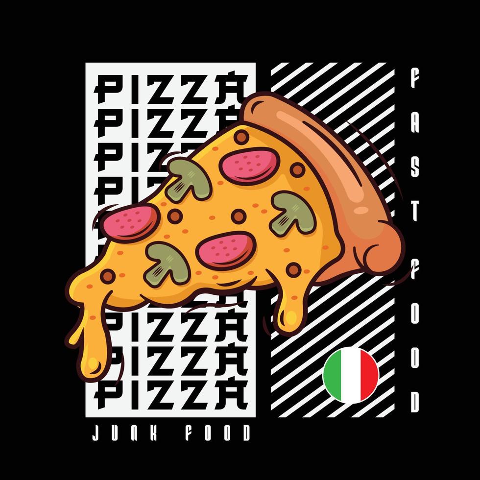 de illustration av pizza streetwear vektor