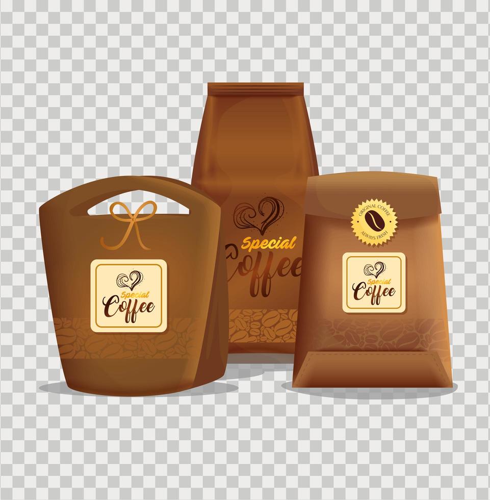 Kaffeemodell-Set für Verpackungsdesign vektor