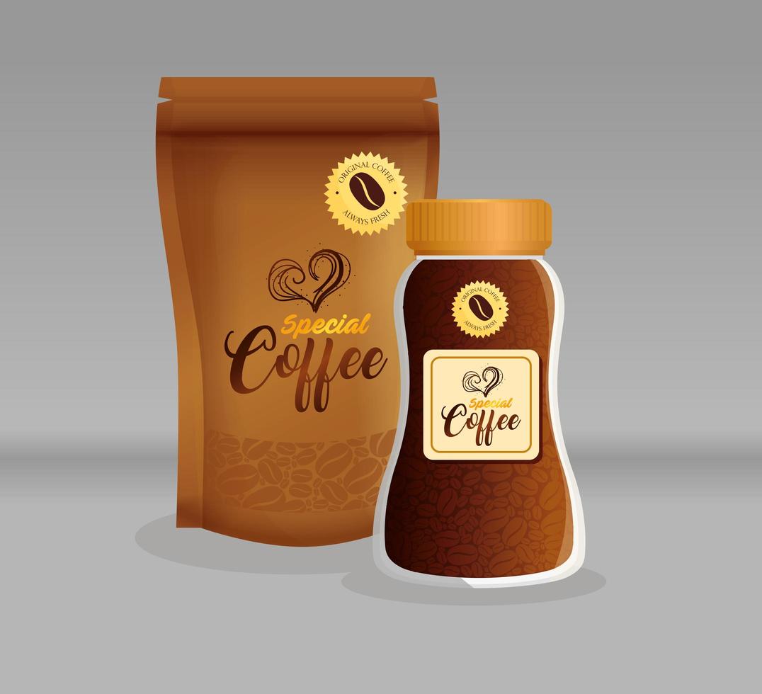 Kaffeemodell-Set für Verpackungsdesign vektor