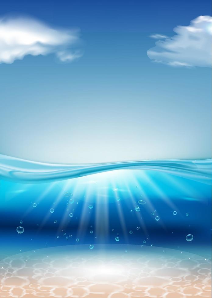 realistisches blaues Unterwasser. 3D-Illustration. vektor