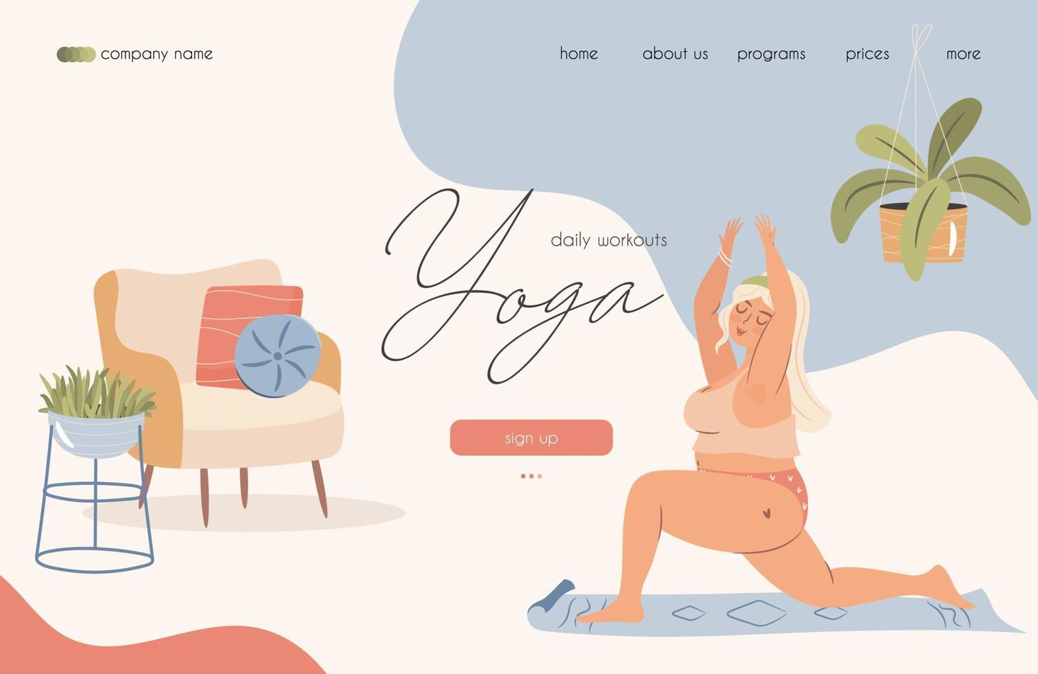 Landung Seite Konzept zum online Yoga Klassen. Vektor Illustration