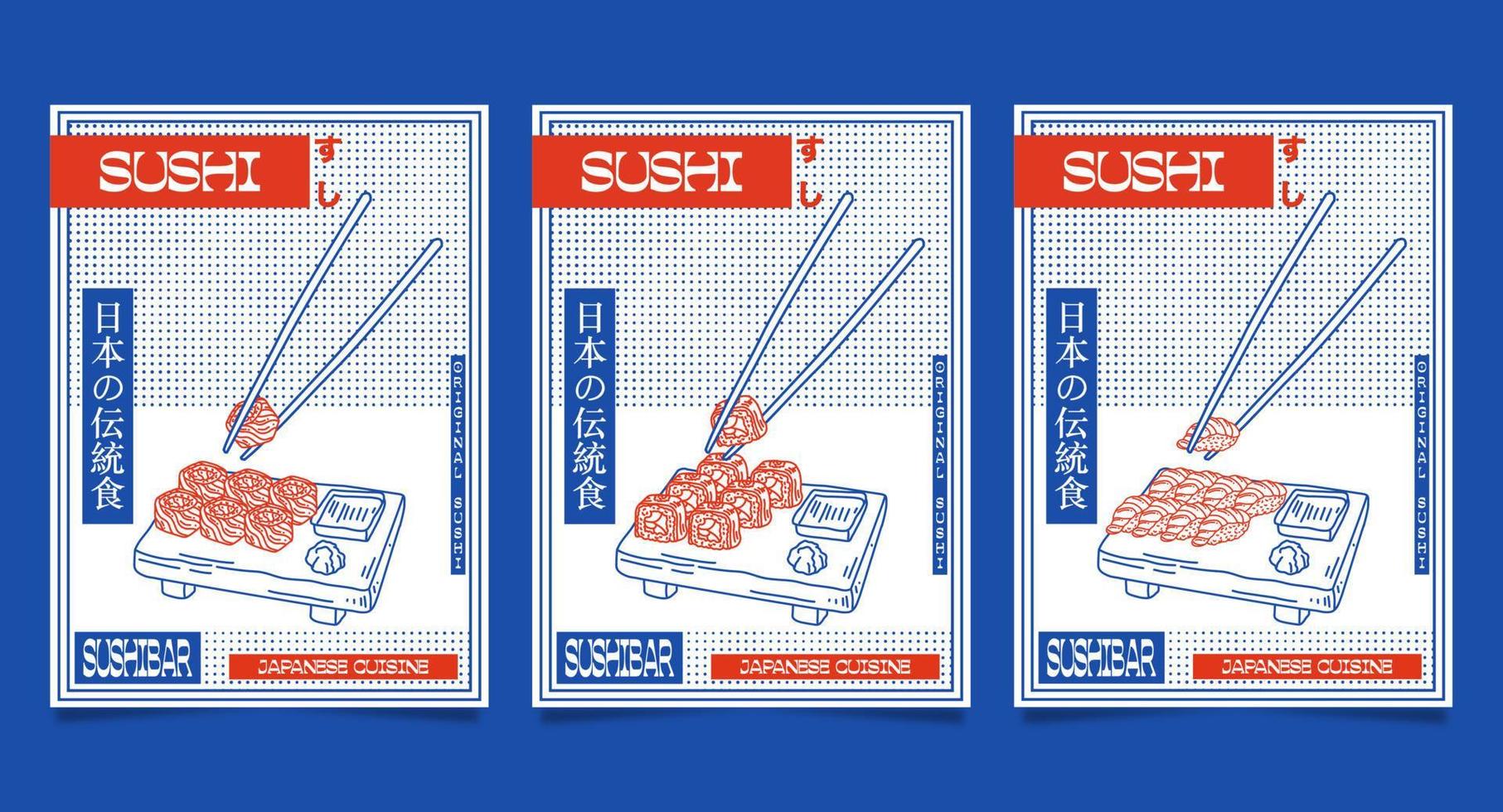 Prämie Vektor Poster Vorlage zum japanisch Küche Restaurant