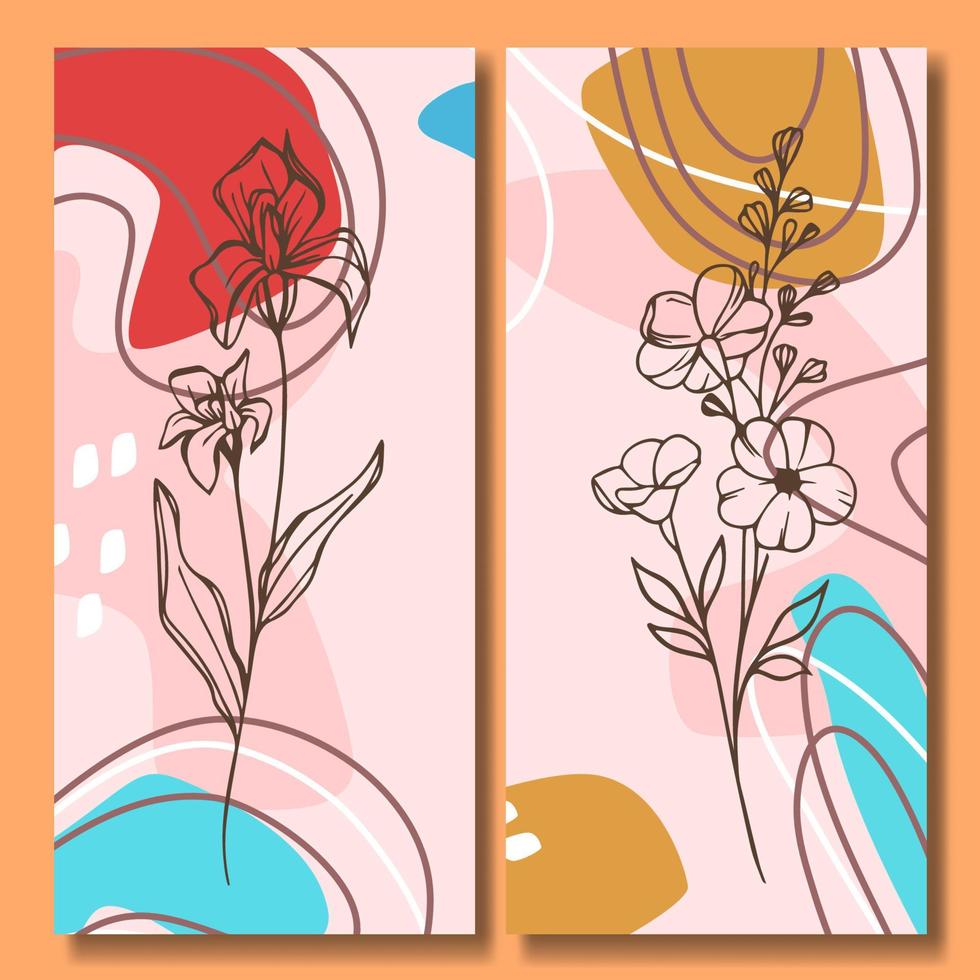 Hand gezeichnet Blume abstrakt Hintergrund Sammlung vektor
