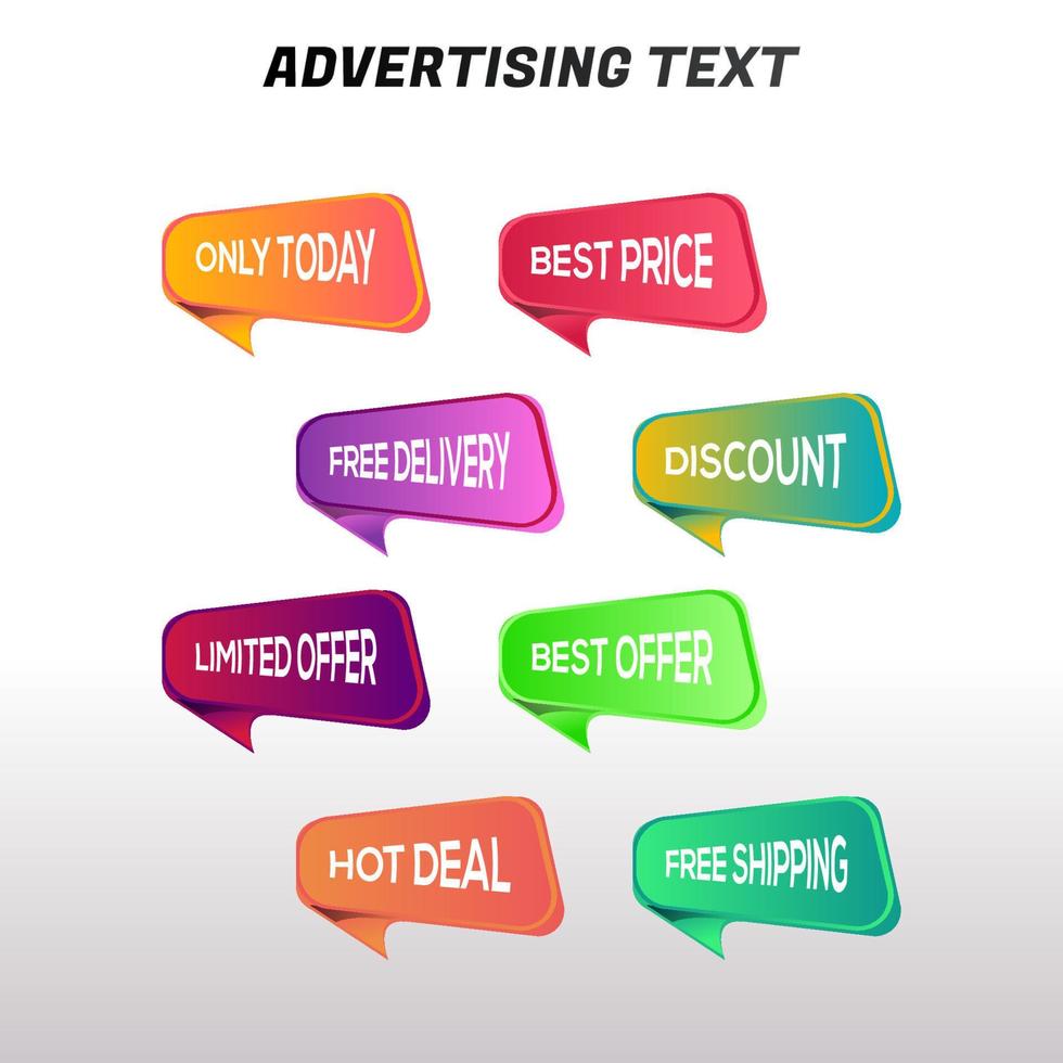 uppsättning rabatt märka med reklam text vektor