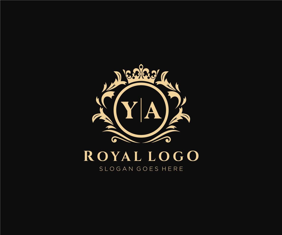 första ya brev lyxig varumärke logotyp mall, för restaurang, kungligheter, boutique, Kafé, hotell, heraldisk, Smycken, mode och Övrig vektor illustration.