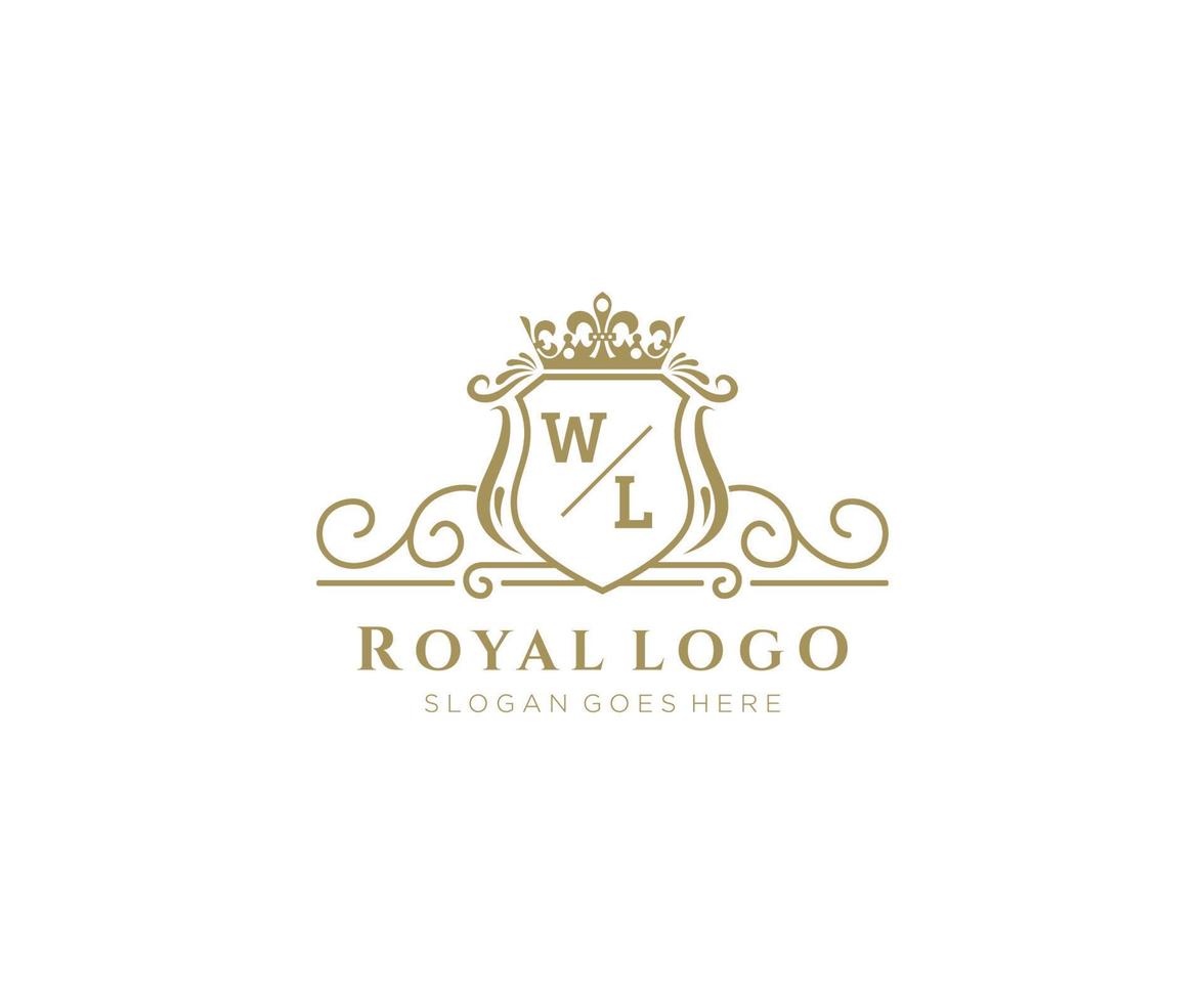 första wl brev lyxig varumärke logotyp mall, för restaurang, kungligheter, boutique, Kafé, hotell, heraldisk, Smycken, mode och Övrig vektor illustration.