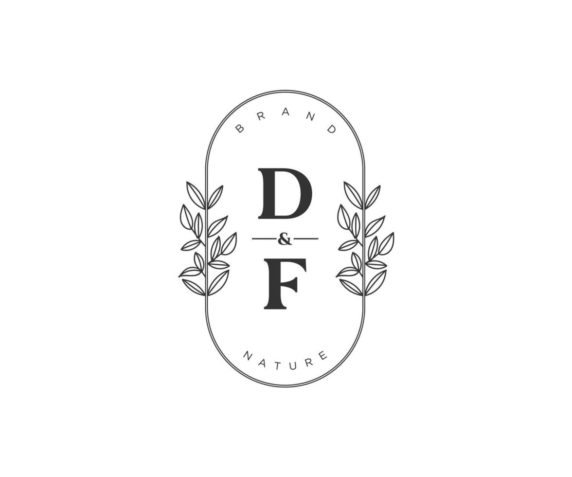 Initiale df Briefe schön Blumen- feminin editierbar vorgefertigt Monoline Logo geeignet zum Spa Salon Haut Haar Schönheit Boutique und kosmetisch Unternehmen. vektor