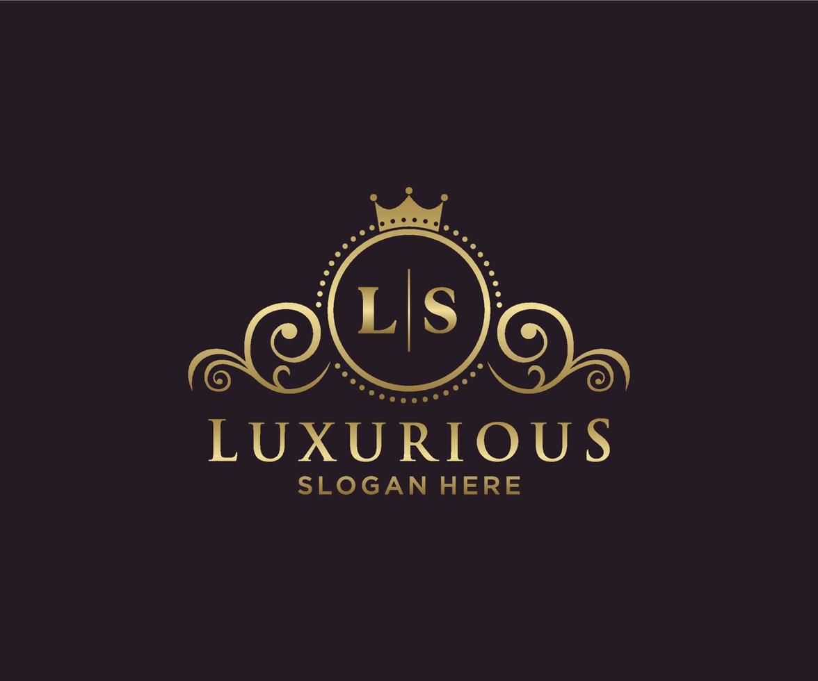 första ls brev kunglig lyx logotyp mall i vektor konst för restaurang, kungligheter, boutique, Kafé, hotell, heraldisk, Smycken, mode och Övrig vektor illustration.