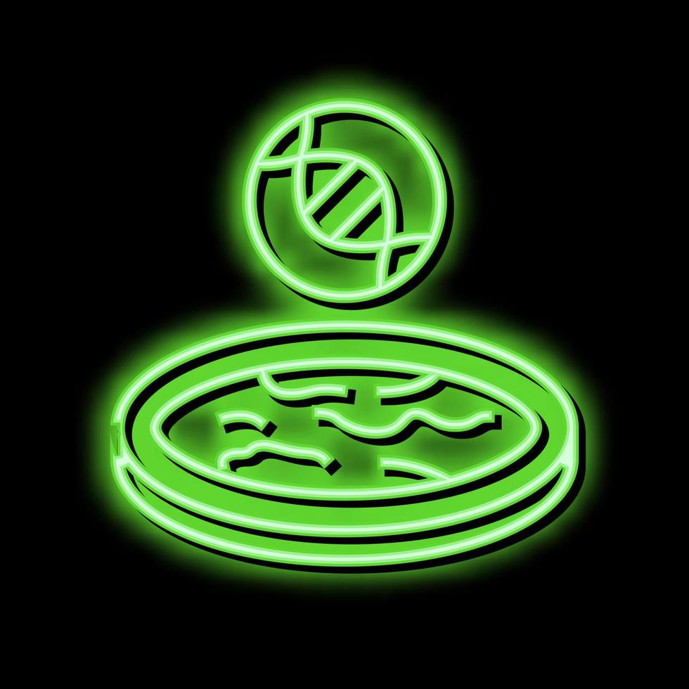 Tier Pflanze Gewebe pharmazeutische Produktion Neon- glühen Symbol Illustration vektor