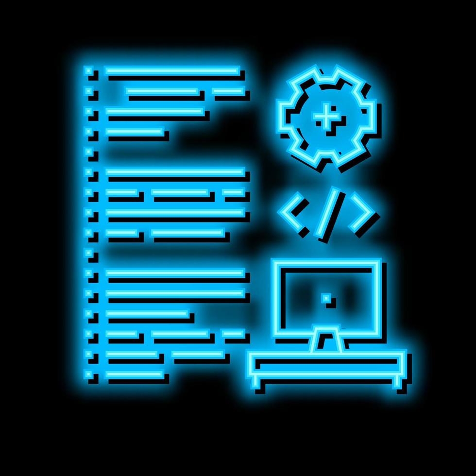 Software Entwicklung Neon- glühen Symbol Illustration vektor