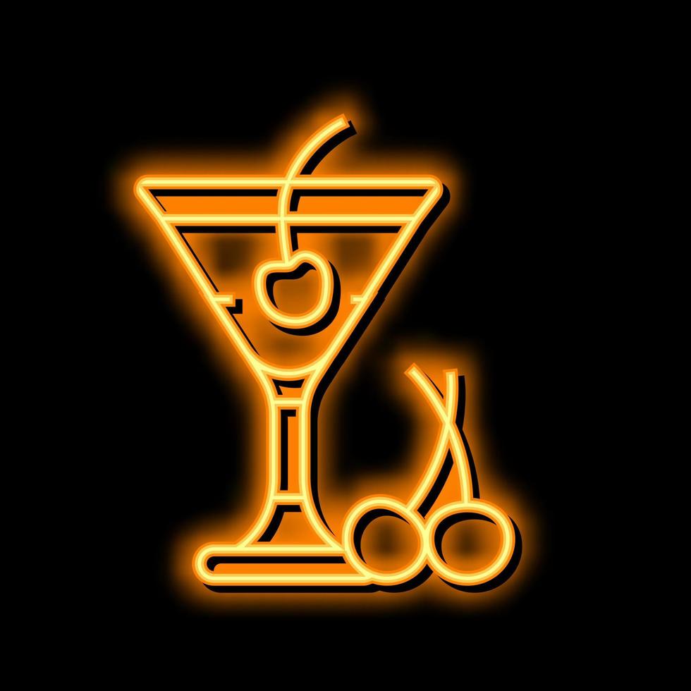 cocktail körsbär neon glöd ikon illustration vektor