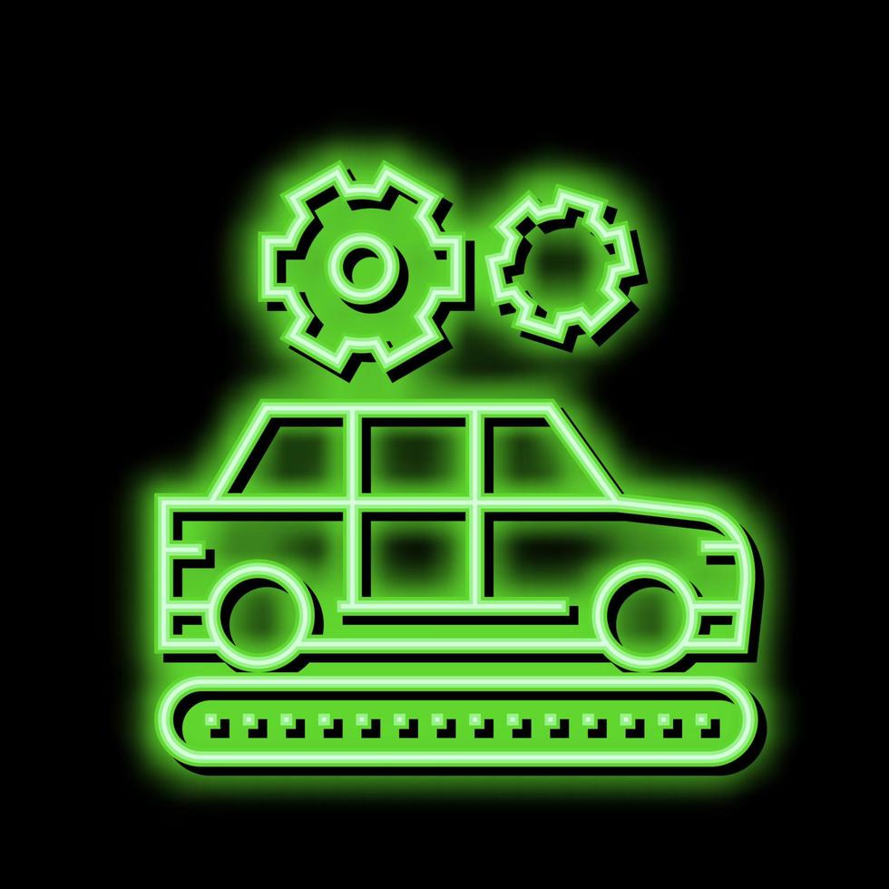 tillverkning bil neon glöd ikon illustration vektor